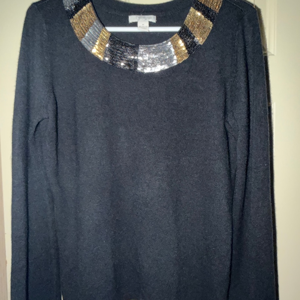 Mercer Street Studio Black Sweater with Gold and Silver Accents
